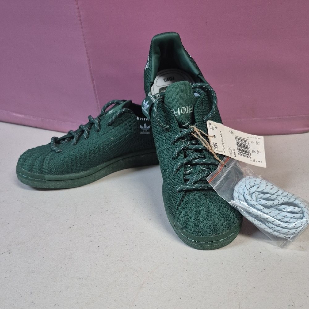 Adidas Superstar Youth 4 Green Primeknit Sneakers - New